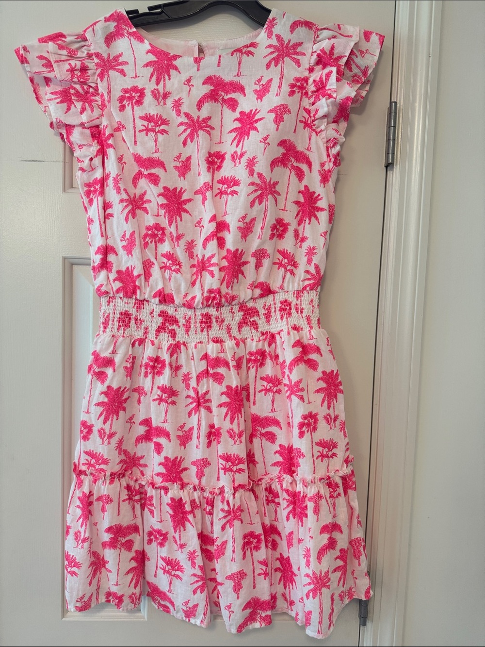 Vineyard Vines White Dress with Hot Pink Palm Print
